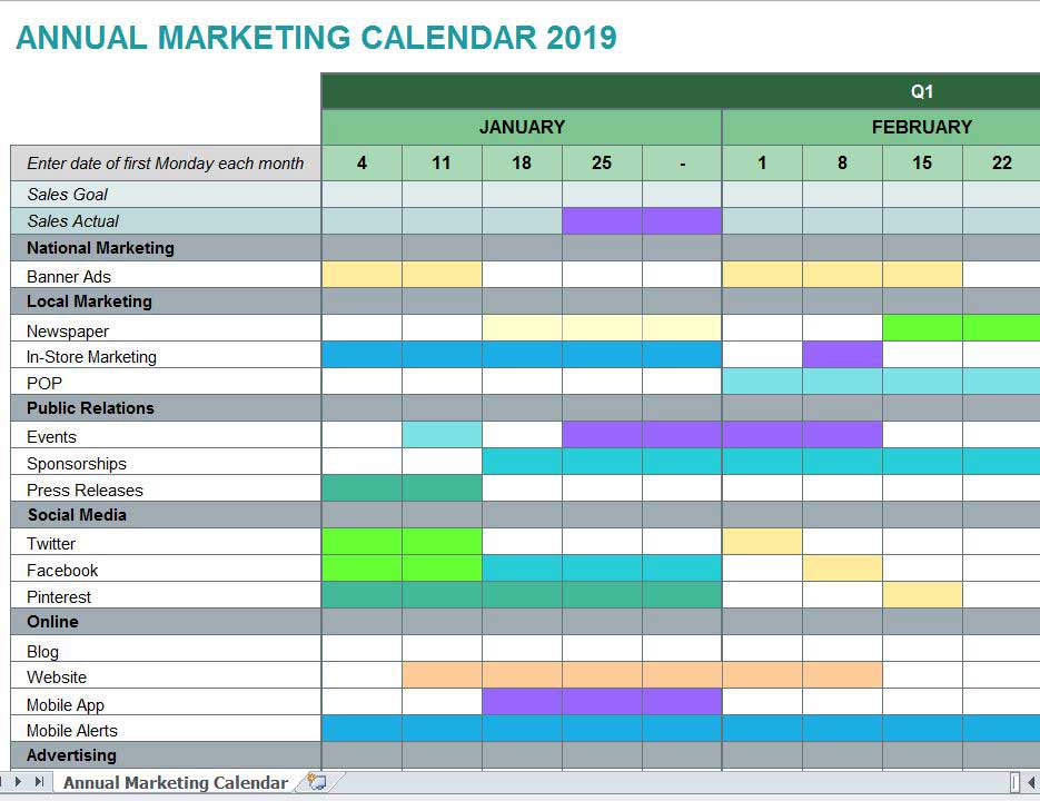 annual marketing calendar JABR MARKETING